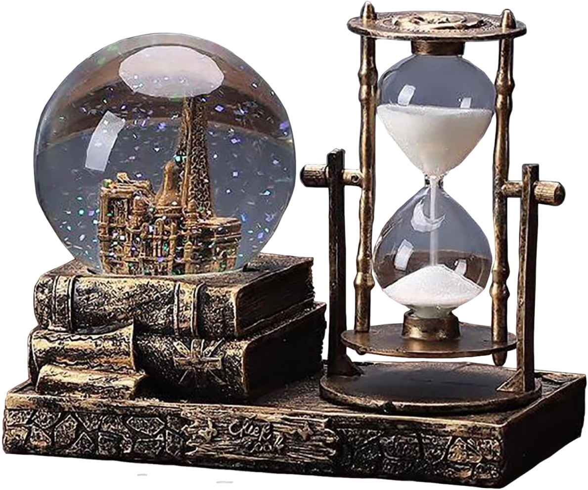 LED Music Snow Globe with Hourglass Vintage Castle